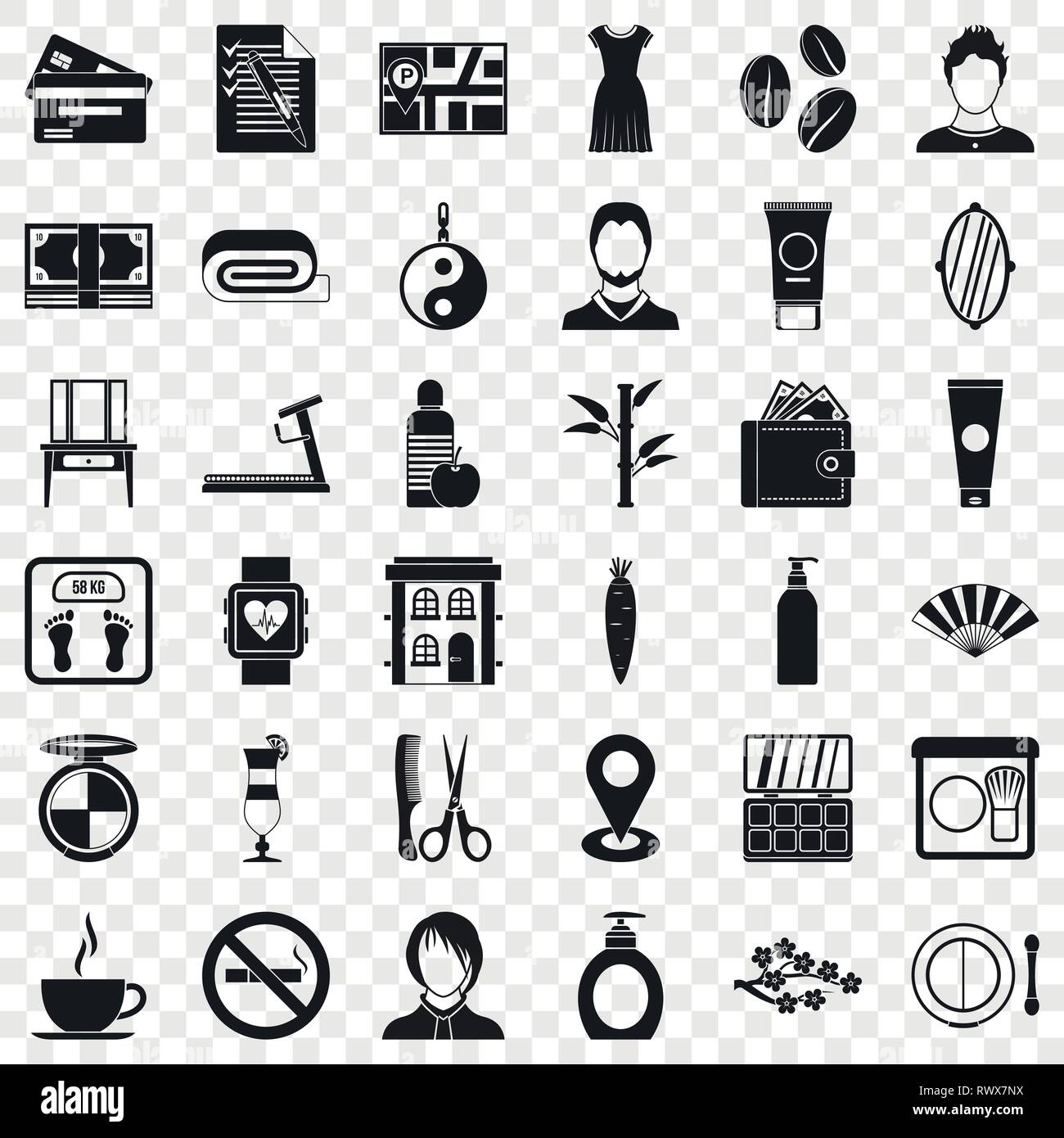 Hairdressing tool icons set, simple style Stock Vector