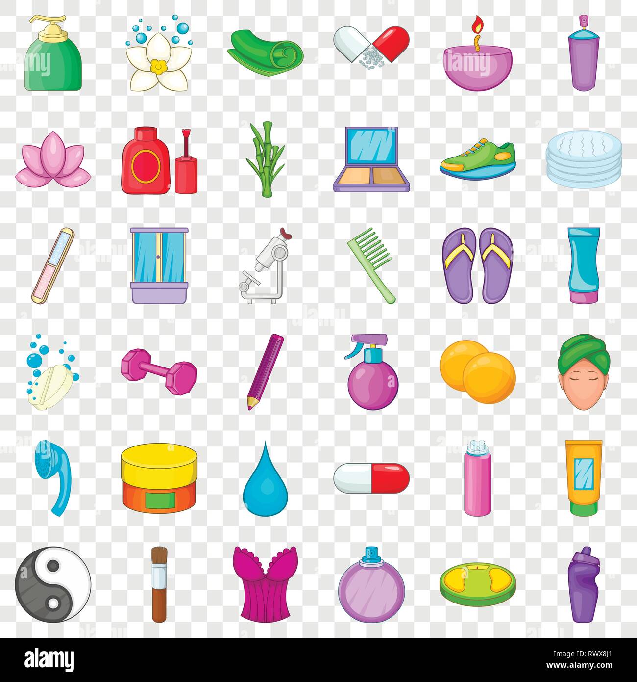 Hairdressing tool icons set, cartoon style Stock Vector