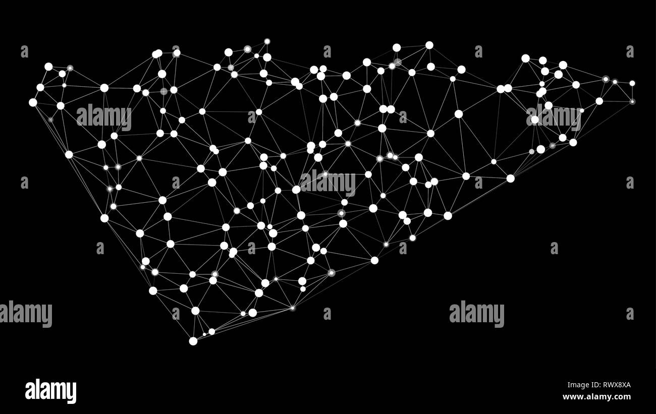 Abstract vector shapes connections, black background Stock Vector