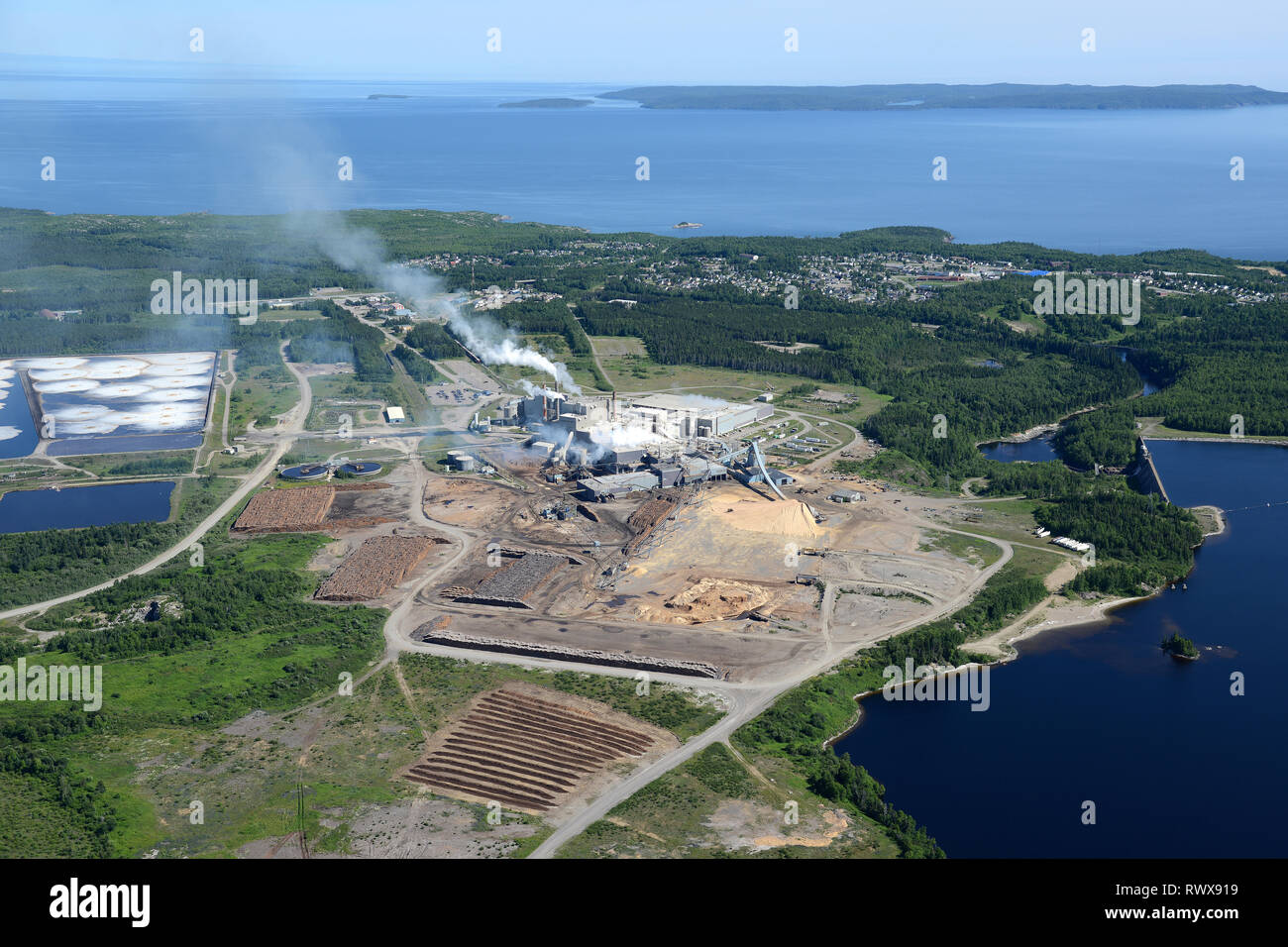 aerial, Terrace Bay Pulp, Terrace Bay, Ontario Stock Photo Alamy