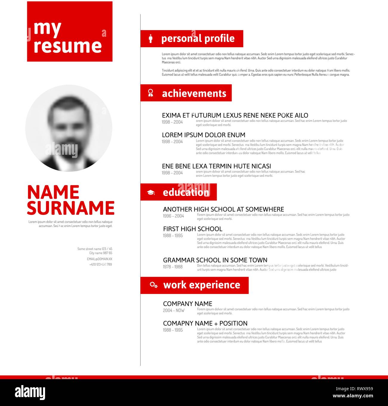 Vector minimalist cv / resume template with nice typogrgaphy design ...