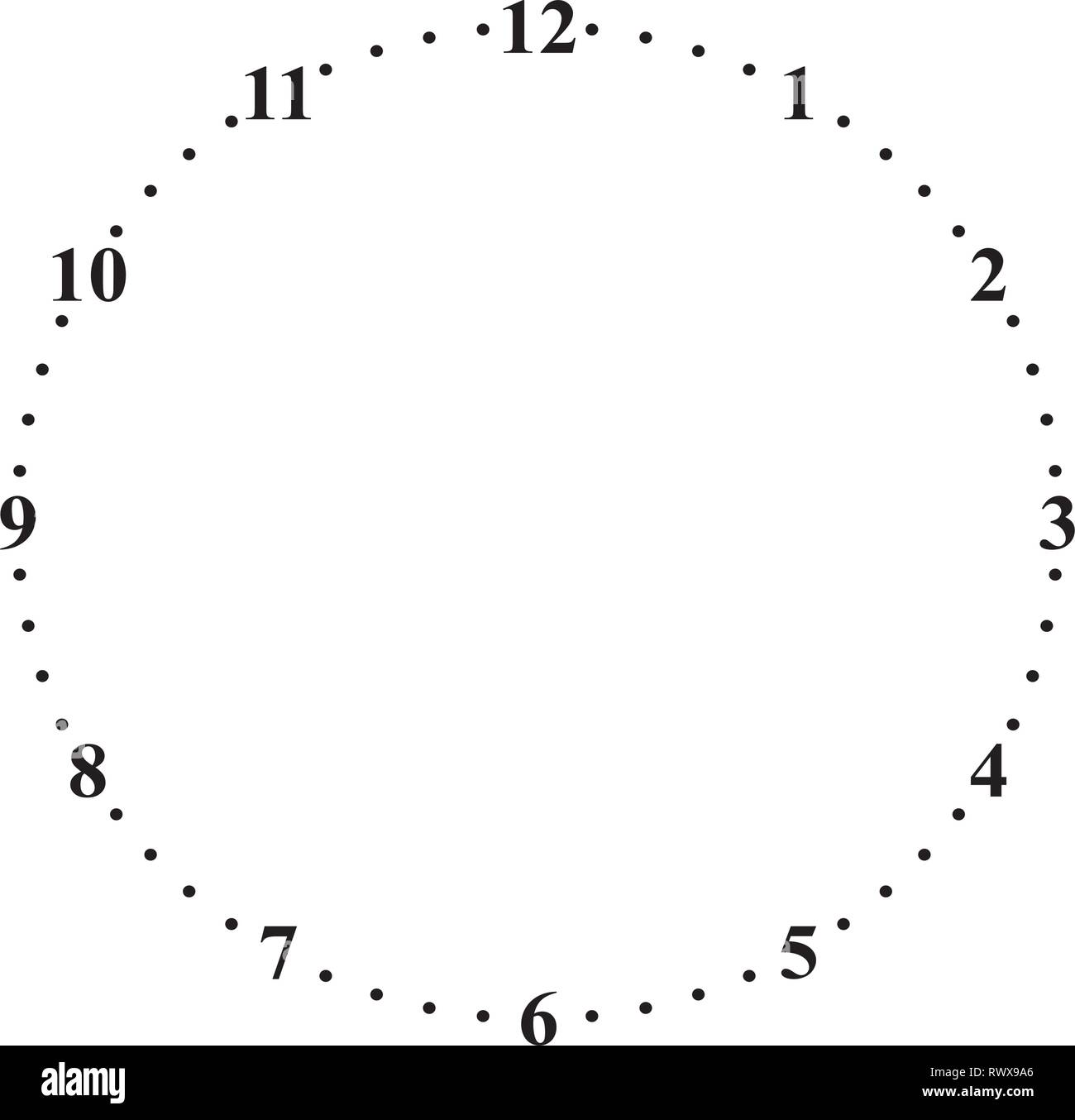 clock dial round clock numbers minute points Stock Vector Image & Art