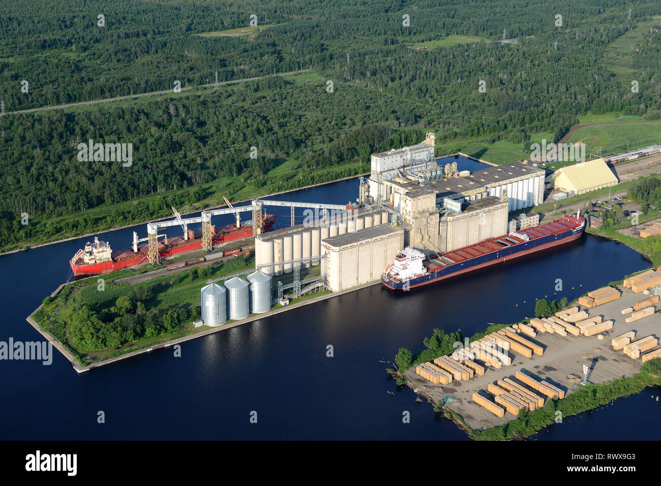 aerial, Mission (grain) Terminal, Thunder Bay, Ontario Stock Photo