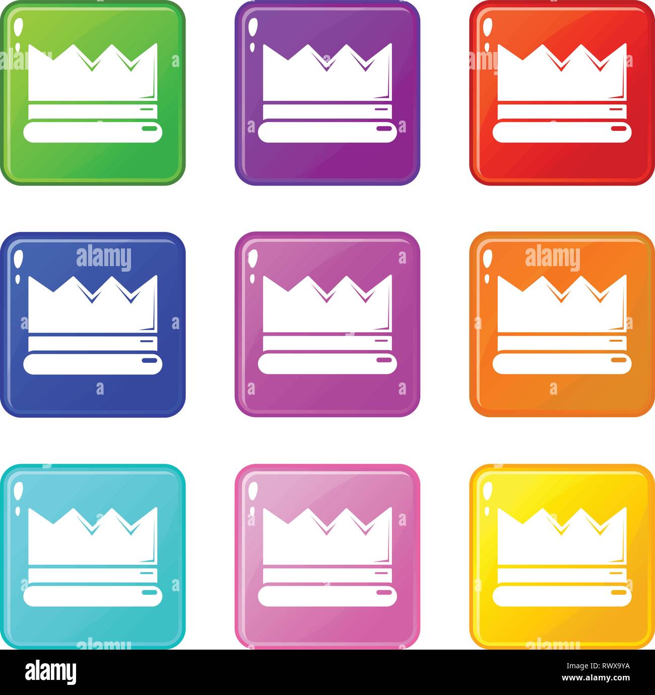 Silver crown icons set 9 color collection Stock Vector Image & Art - Alamy