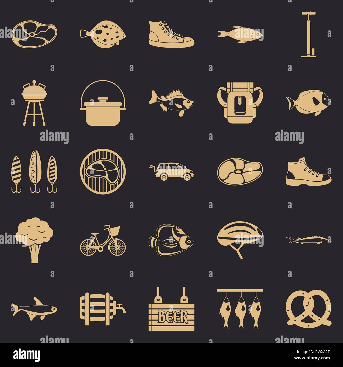 Weekend in the forest icons set, simple style Stock Vector Image & Art ...