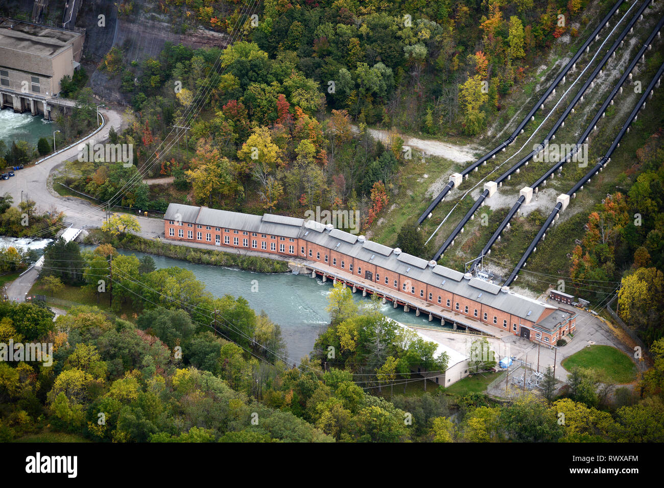 aerial, DeCew Falls Generating Station, Ontario Stock Photo Alamy