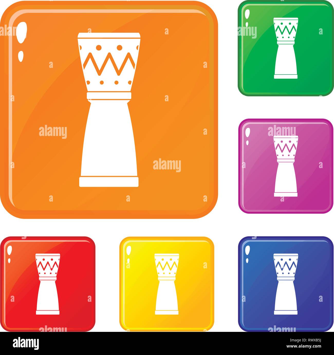 Tamtam icons set vector color Stock Vector