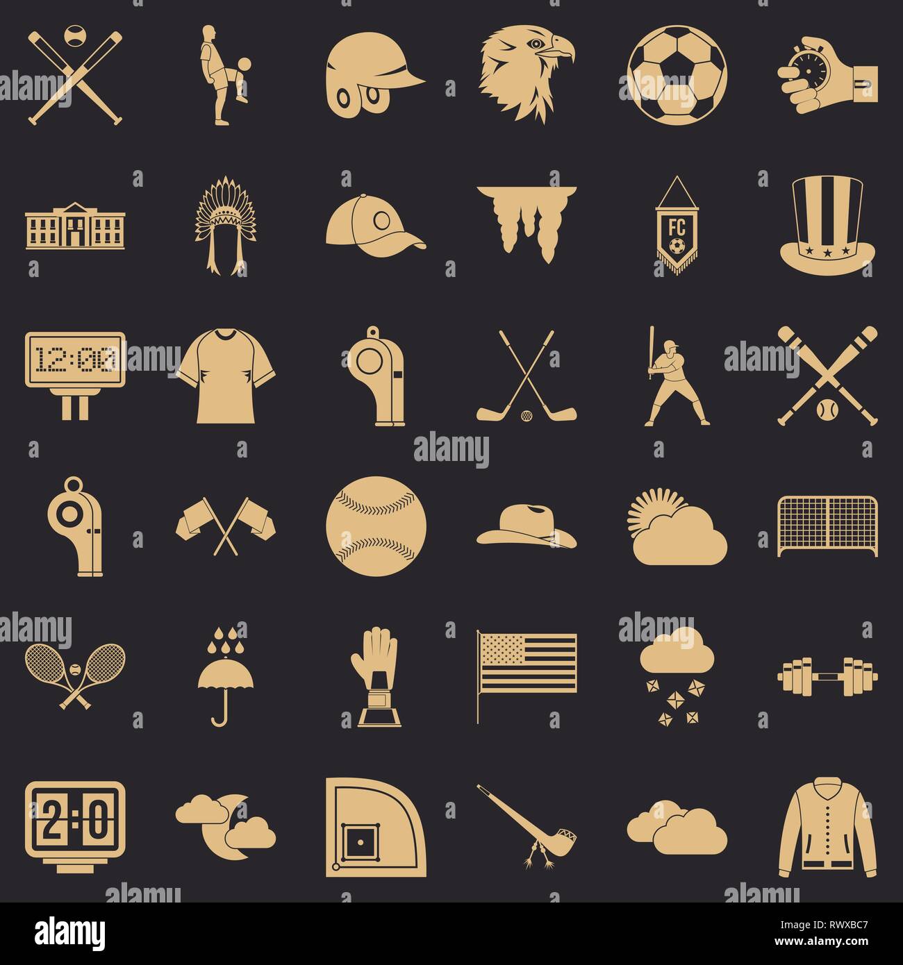 Baseball bat icons set, simple style Stock Vector Image & Art - Alamy