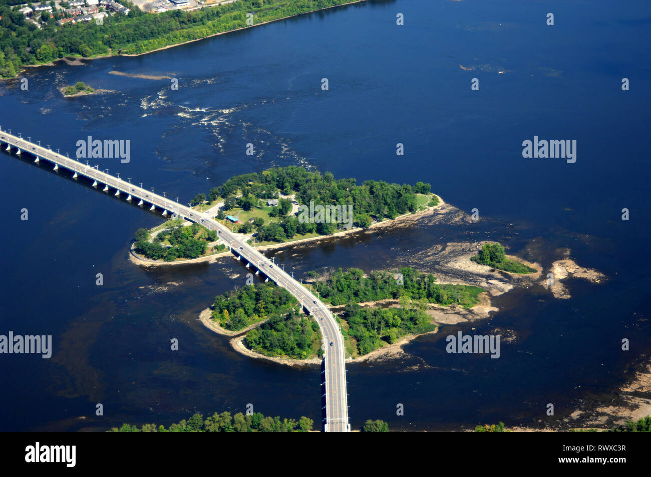 aerial, Champlain Bridge, Ottawa River, Ottawa, Ontario Stock Photo