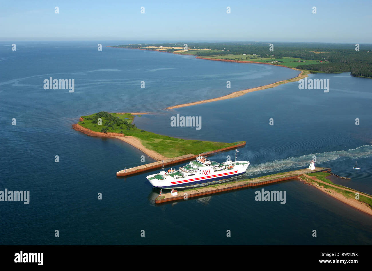 aerial,'Confederation' ferry, Wood Islands, PEI Stock Photo Alamy