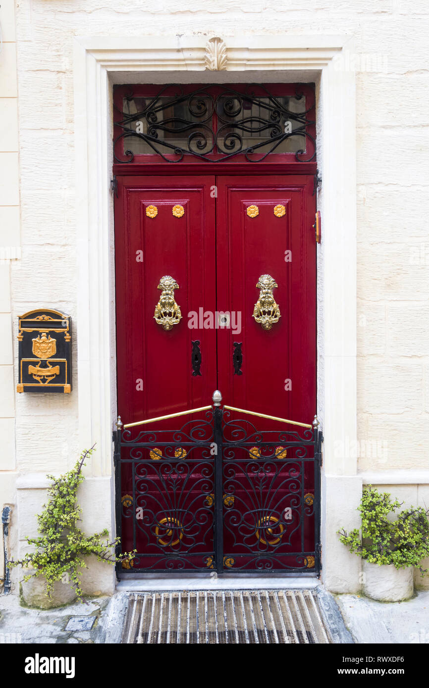 View at traditional front door from building on Malta Stock Photo Alamy