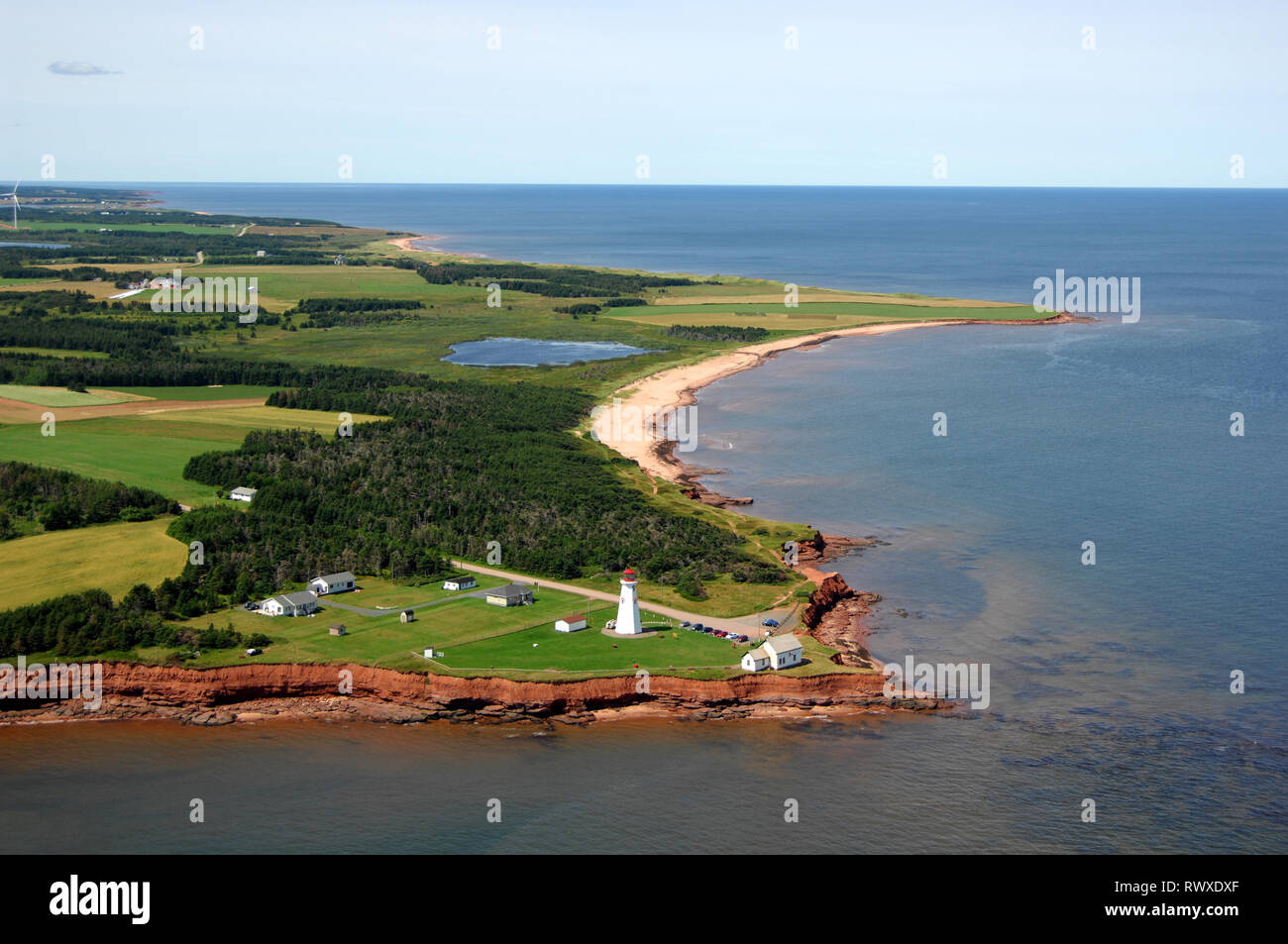 aerial, lighthouse, East Point, PEI Stock Photo Alamy