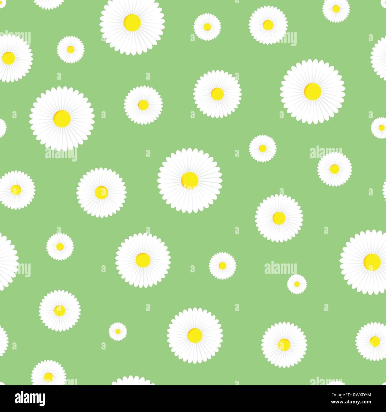 Floral seamless pattern on green background. Stock Vector