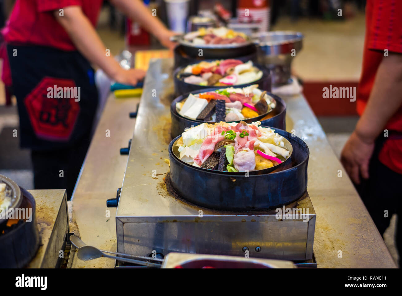 Hotpot in Taiwanese style. Hot pot is one of the most common street