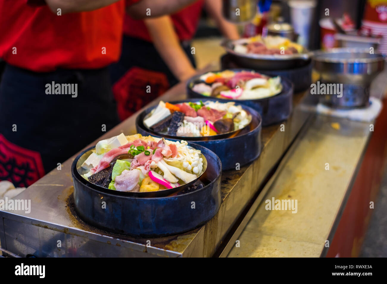 Hotpot in Taiwanese style. Hot pot is one of the most common street