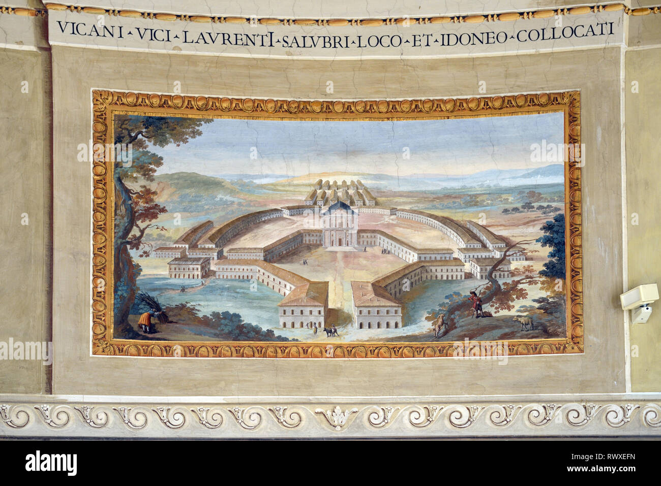 Wall Painting or Fresco of the Vatican or Vatican City in 1780 by Bernardino Nocchi Lower Hemicycle Room Vatican Museum Stock Photo