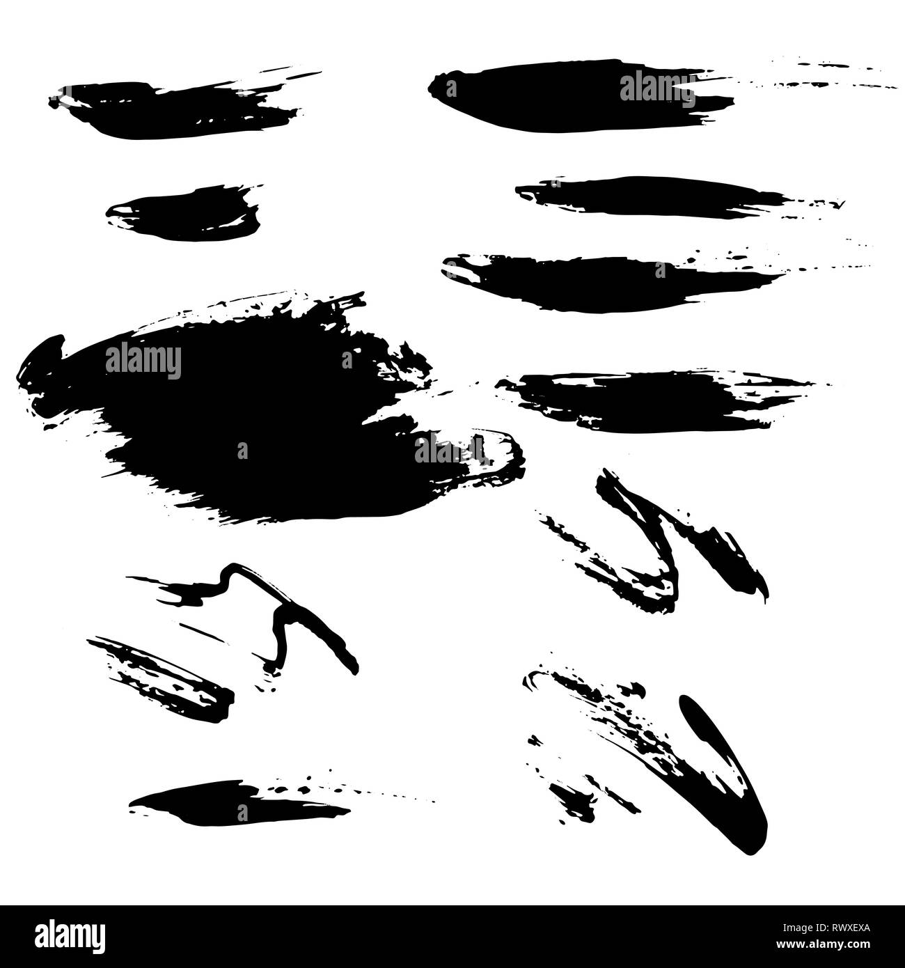 Grunge dry brush set. Hand drawn vector illustration Stock Vector Image ...