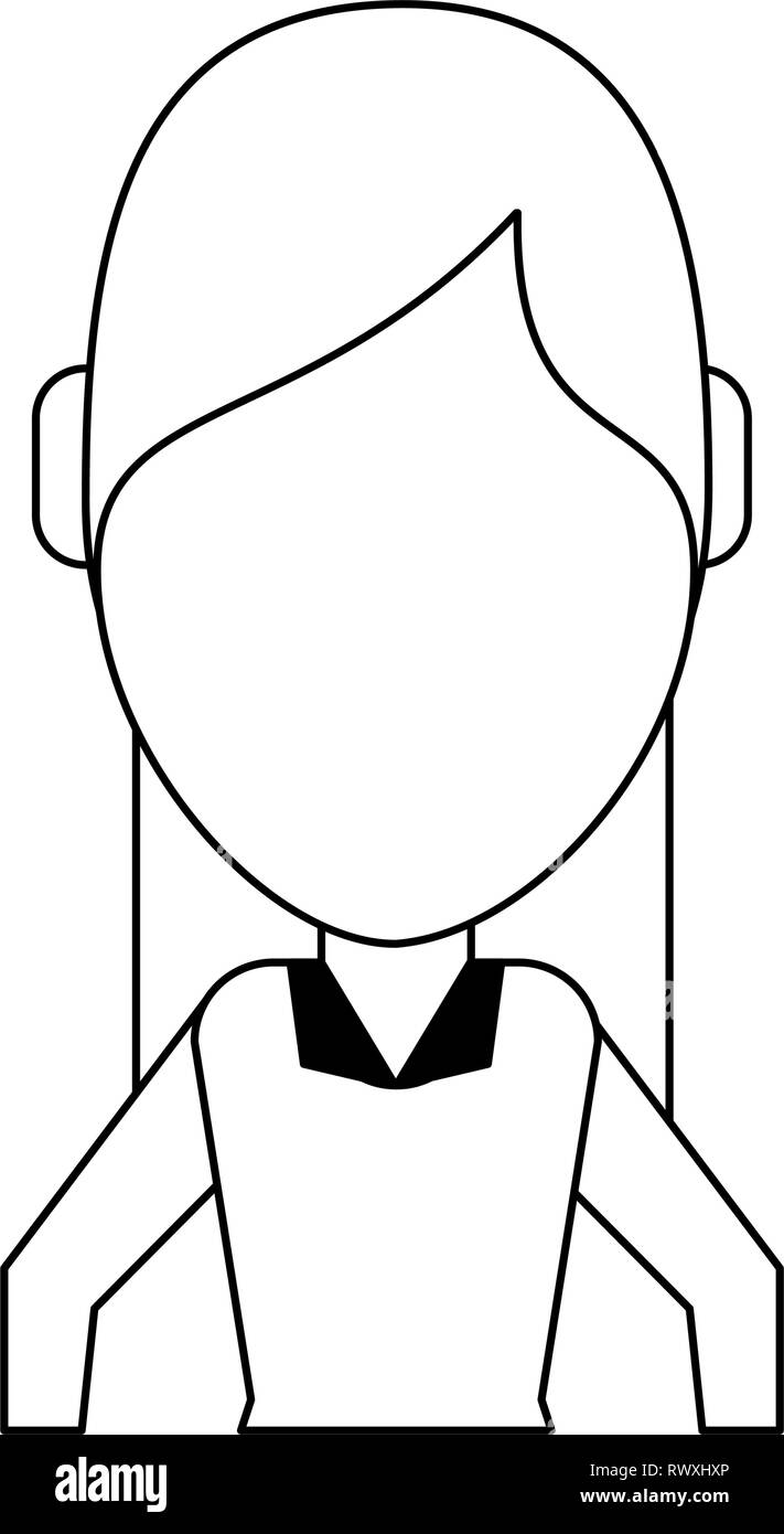 Woman faceless avatar cartoon in black and white Stock Vector Image ...