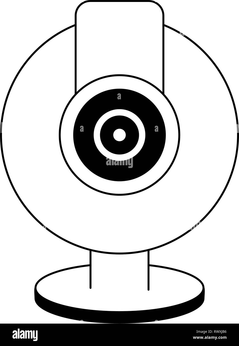 cam computer device isolated in black and white Stock Vector Image