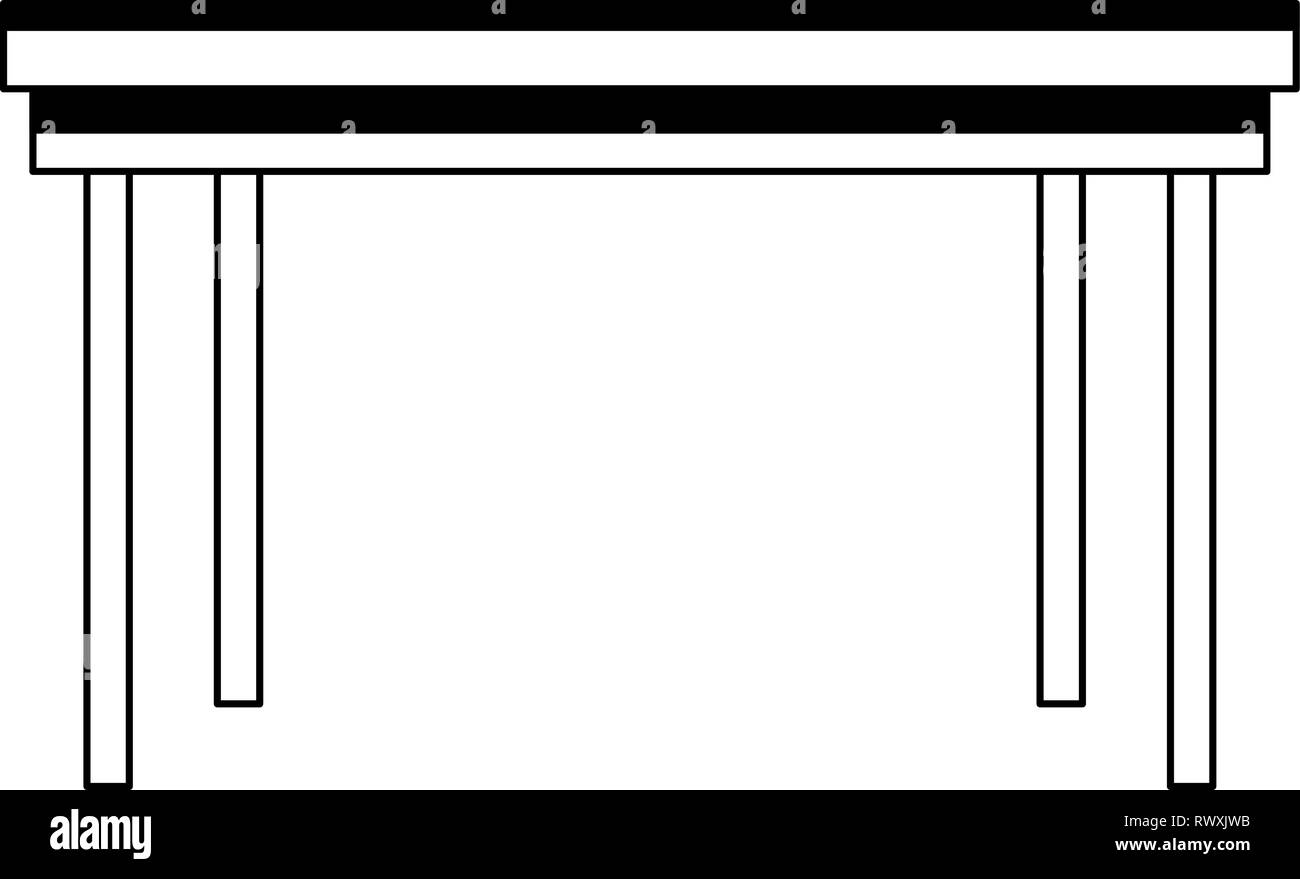 Office desk furniture isolated in black and white Stock Vector Image ...