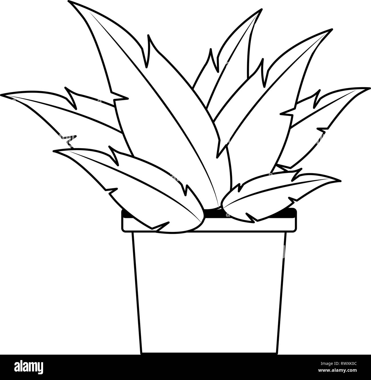 Plant pot isolated in black and white Stock Vector
