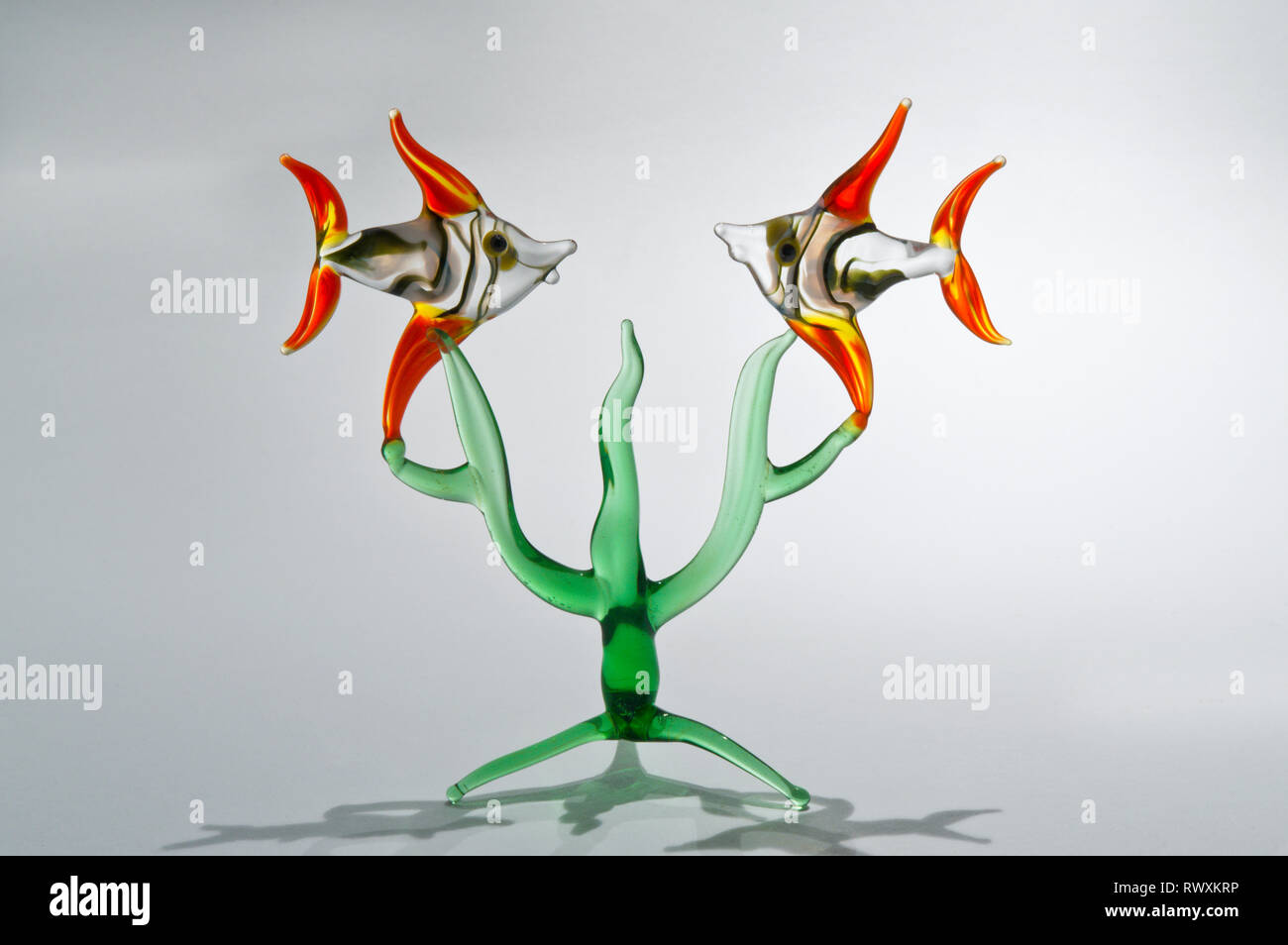 Bill Axcell - Famous Brighton Glass Animal Man - Lampworked Glass Tropical Fish 1 of 2. Brighton, Sussex Stock Photo