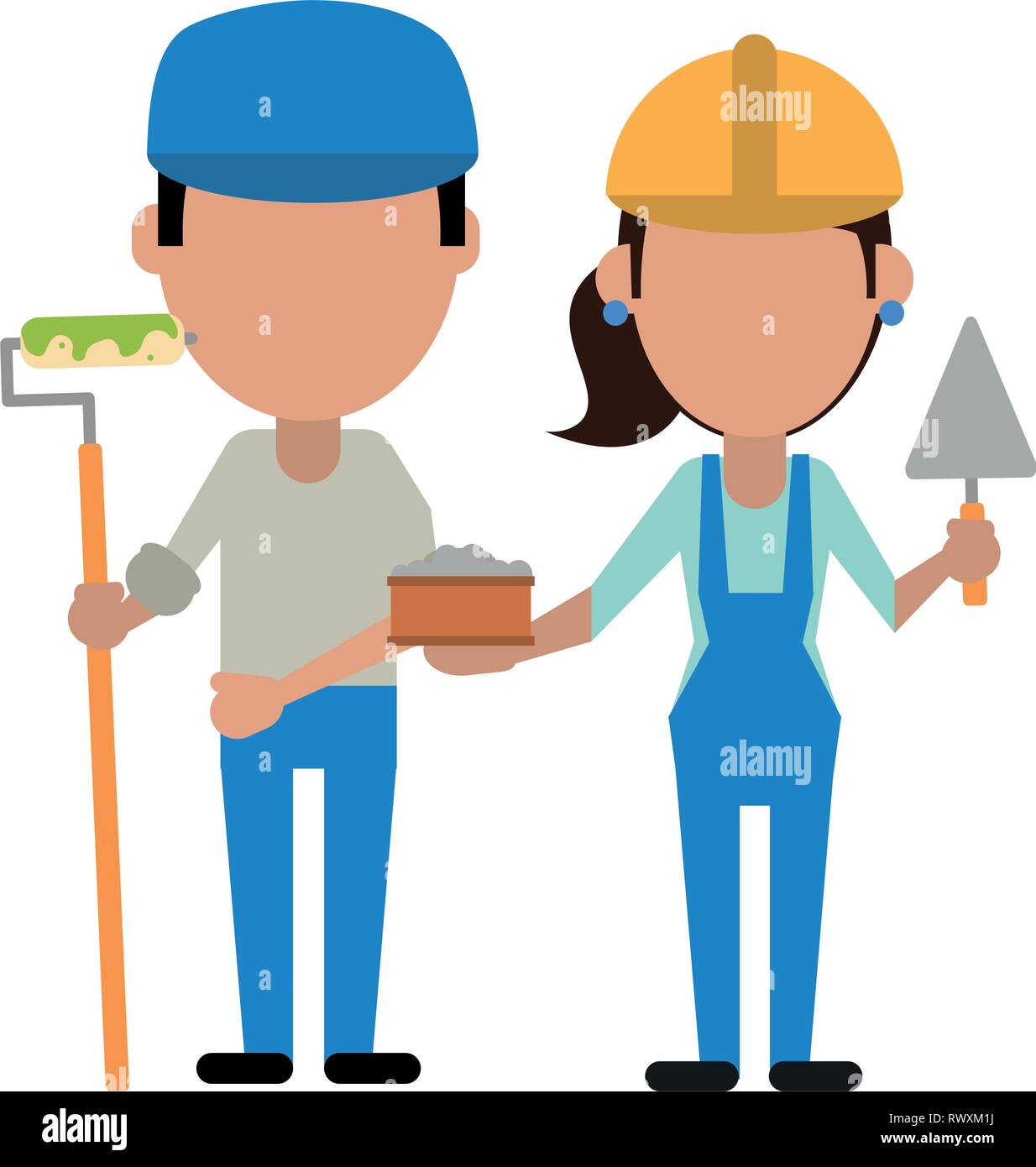 Construction workers avatars Stock Vector Image & Art - Alamy