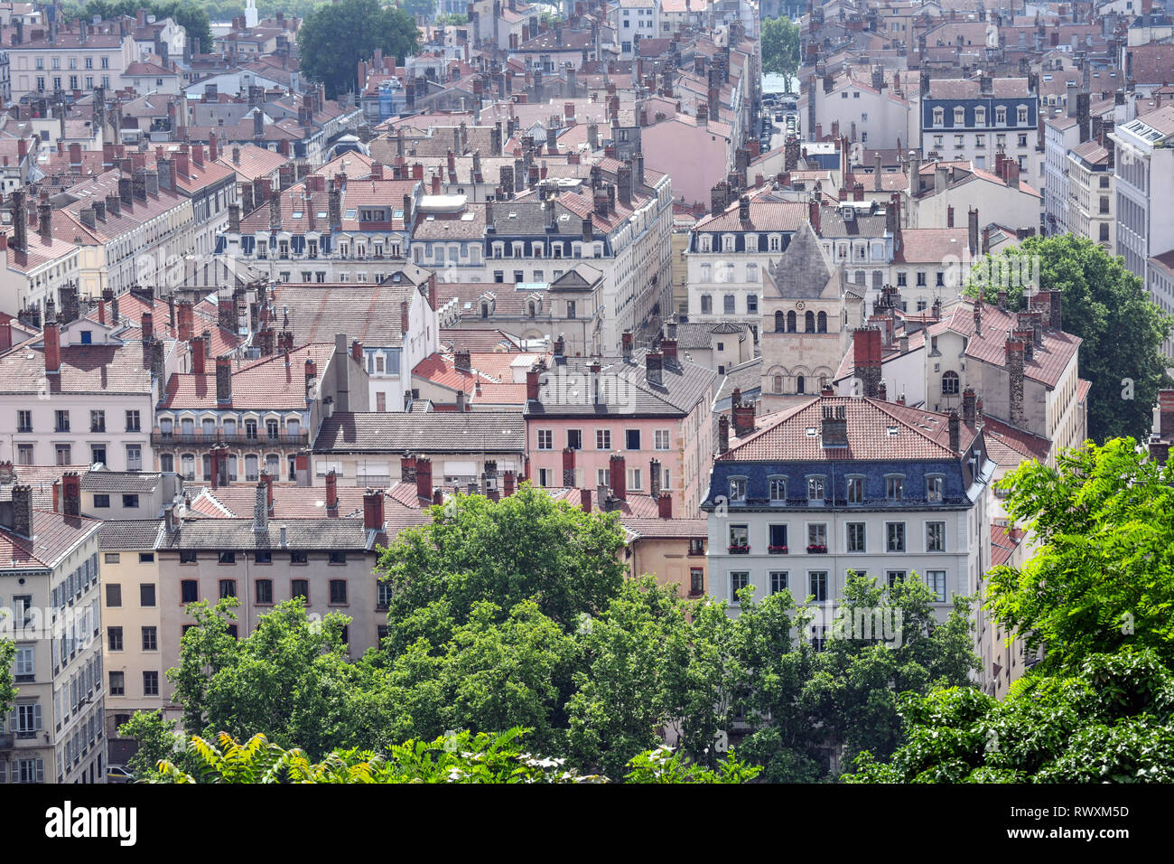 Lyon (eastern France): overview of the city and the district of Ainay in the 2nd arrondissement (district) Stock Photo