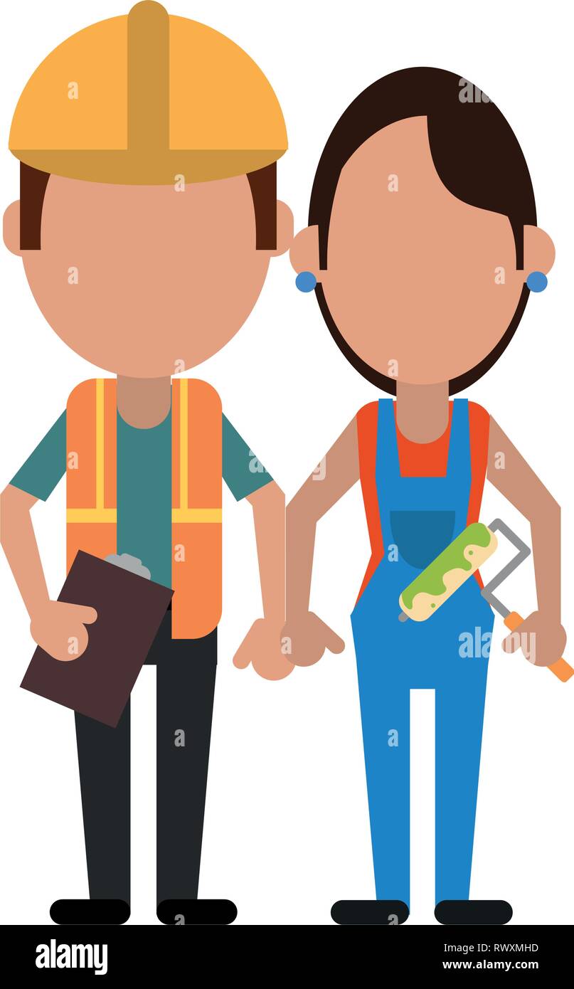 Construction workers avatars Stock Vector Image & Art - Alamy