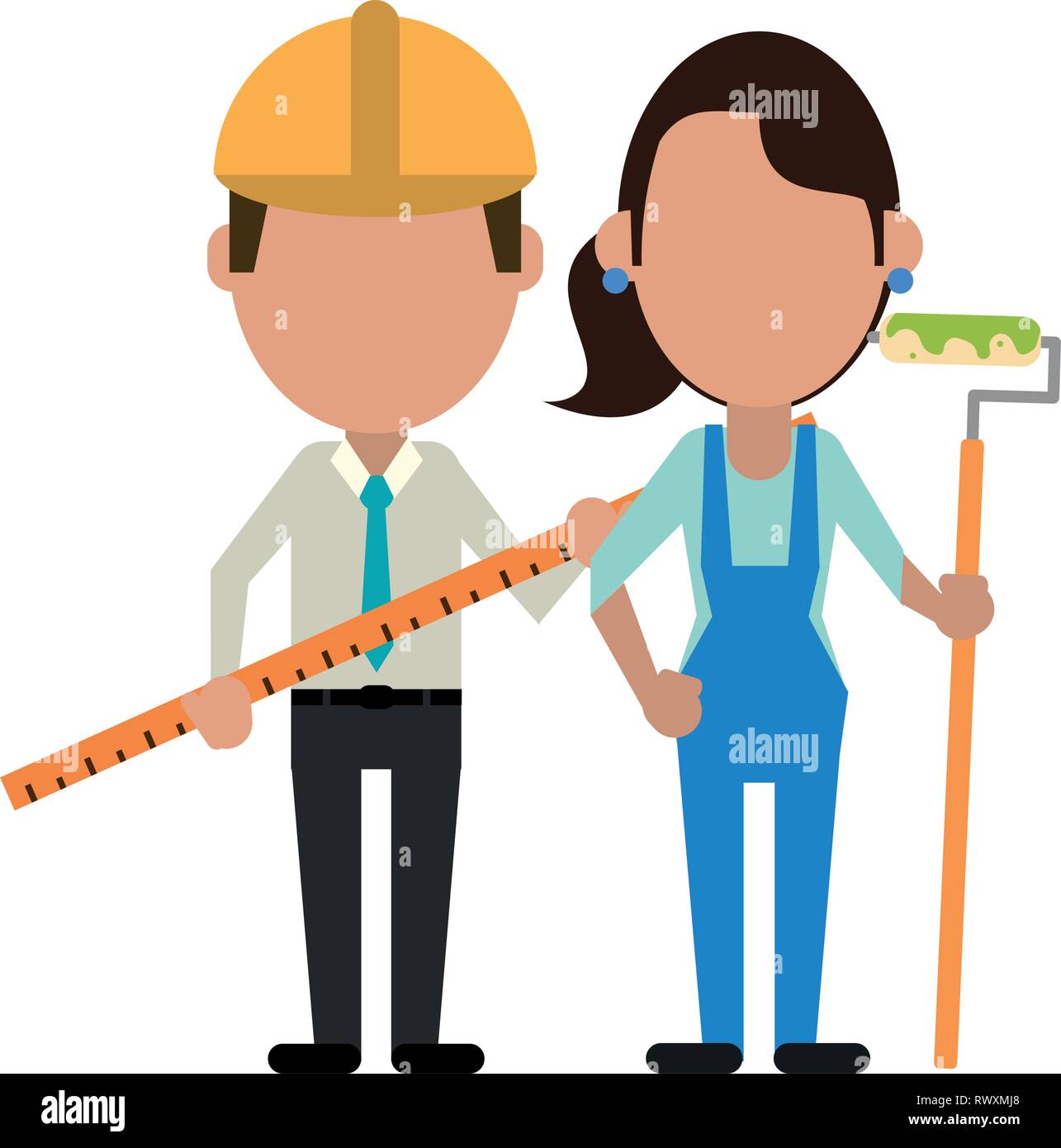 Construction workers avatars Stock Vector Image & Art - Alamy