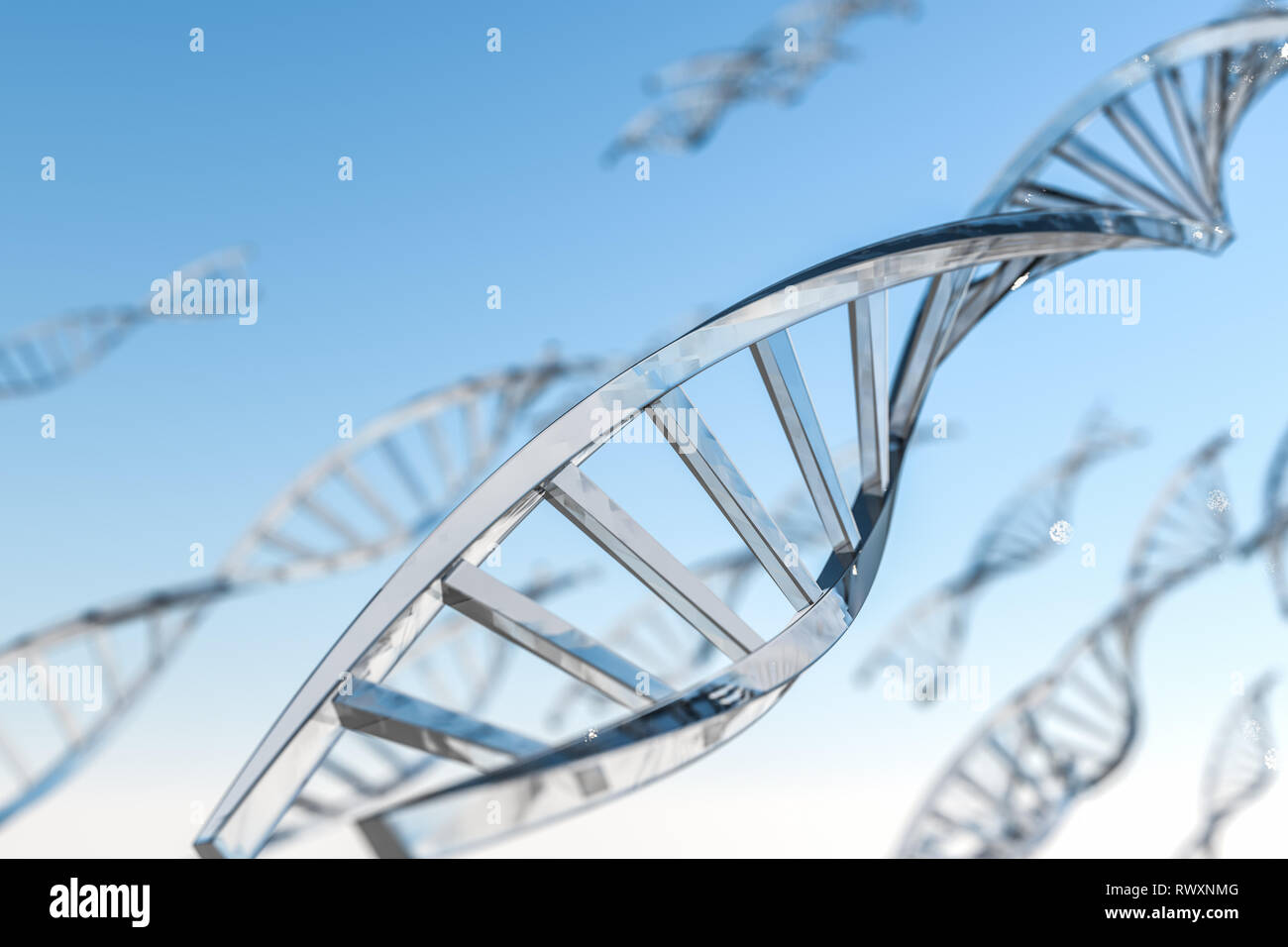 3d rendering, DNA with blue background Stock Photo - Alamy