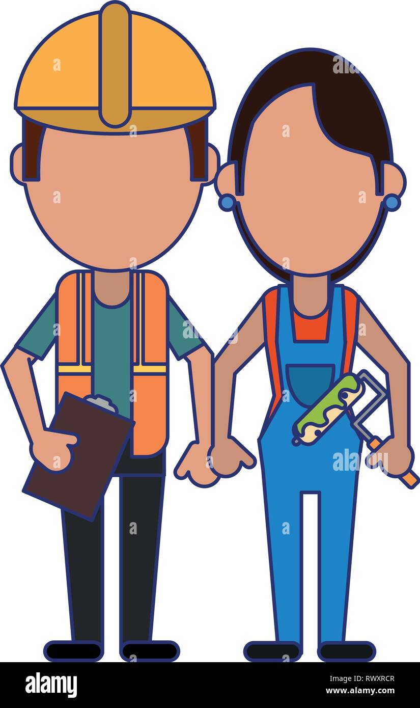 Construction workers avatars Stock Vector Image & Art - Alamy