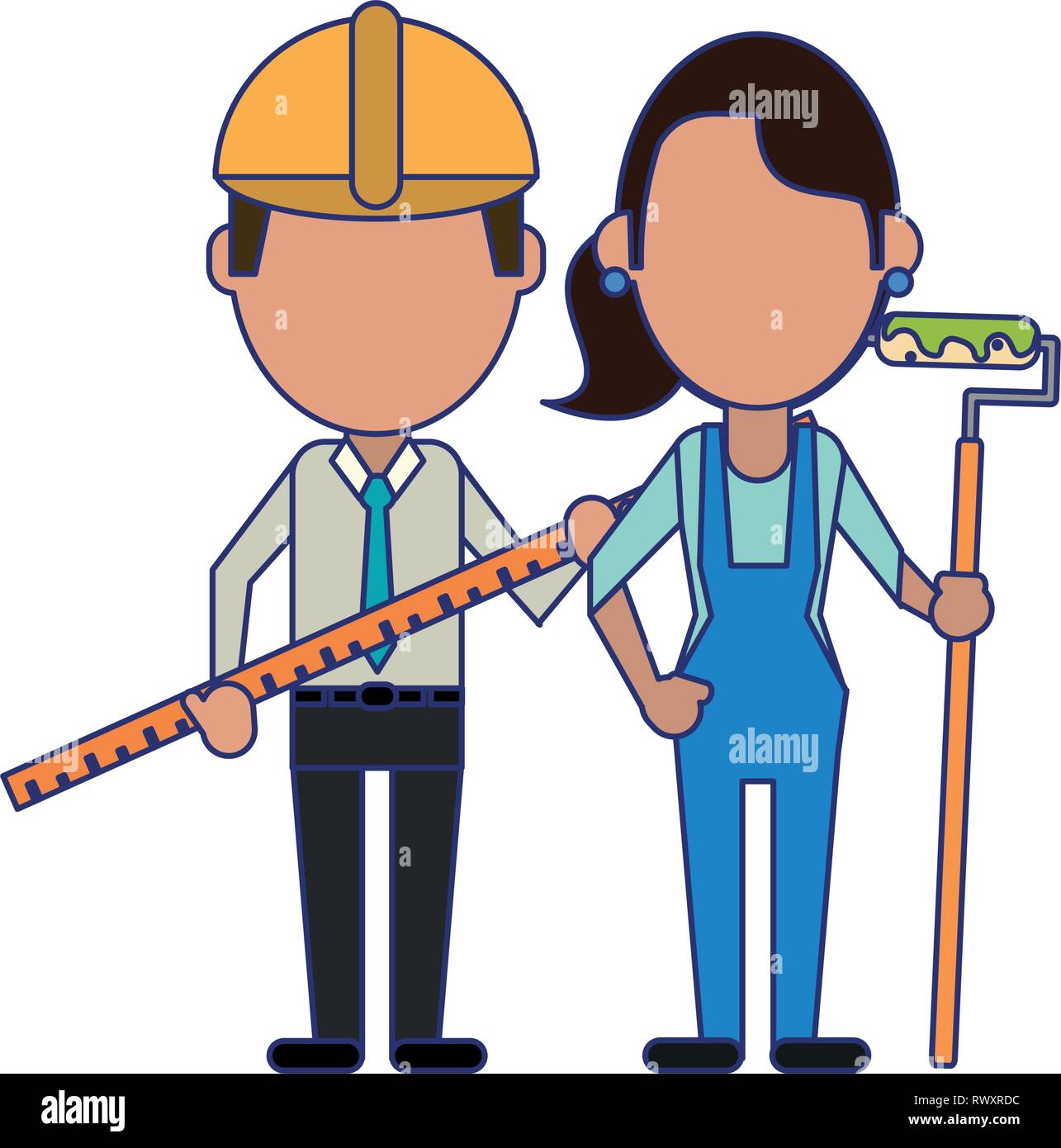 Construction workers avatars Stock Vector Image & Art - Alamy