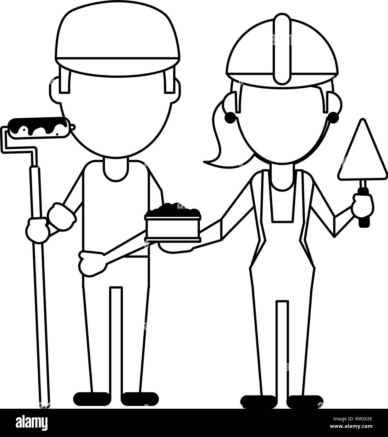 Industrial workers cartoon Black and White Stock Photos & Images - Alamy