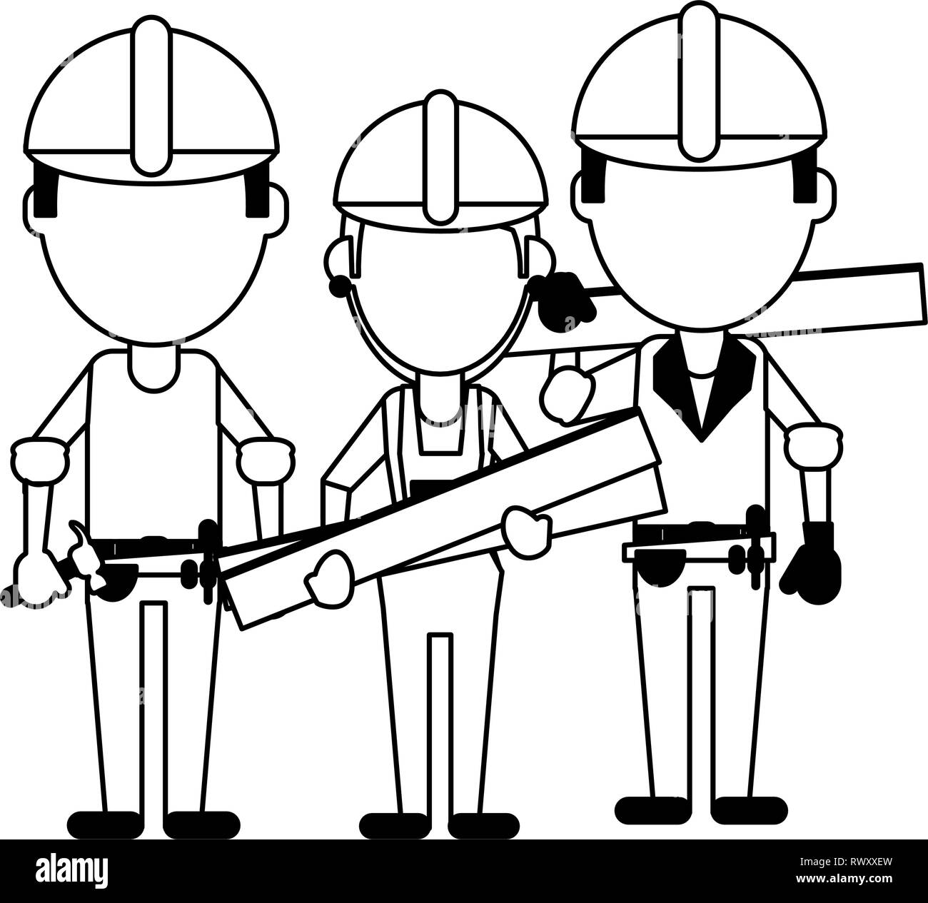 Construction Worker Clip Art Black And White