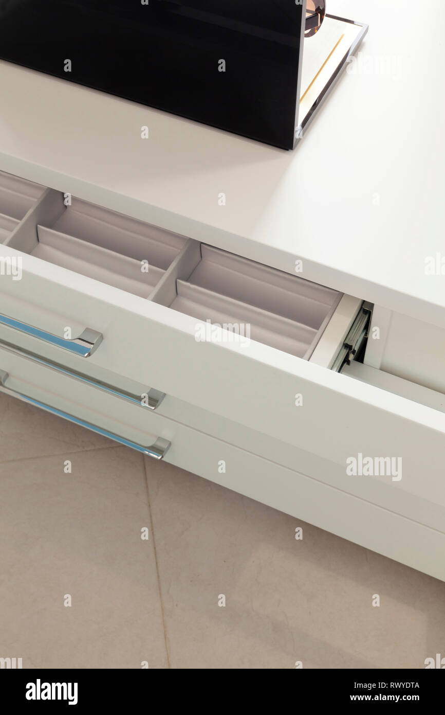 White chest with drawers and silver handles Stock Photo Alamy