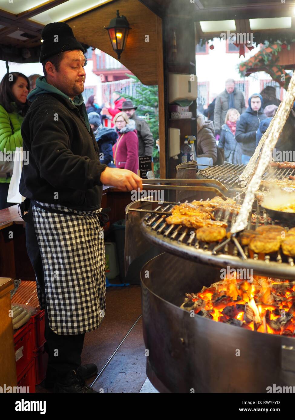 Traditional German food, Heidelberg Christmas market, Germany Stock