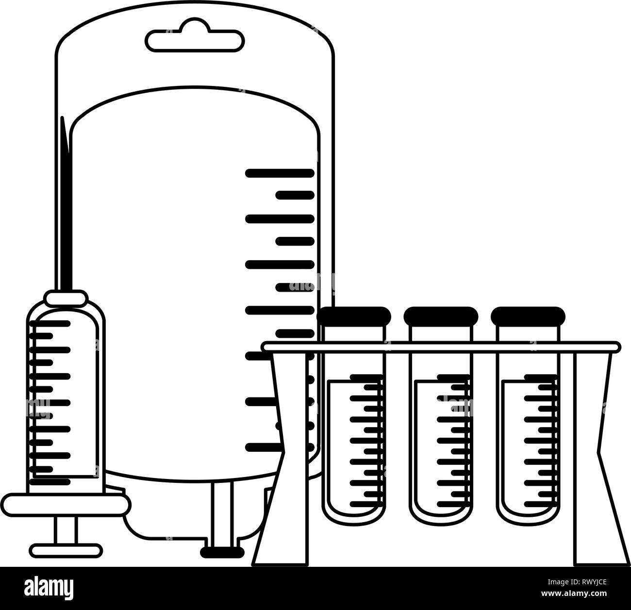 blood bag and test tubes in black and white Stock Vector Image & Art Alamy