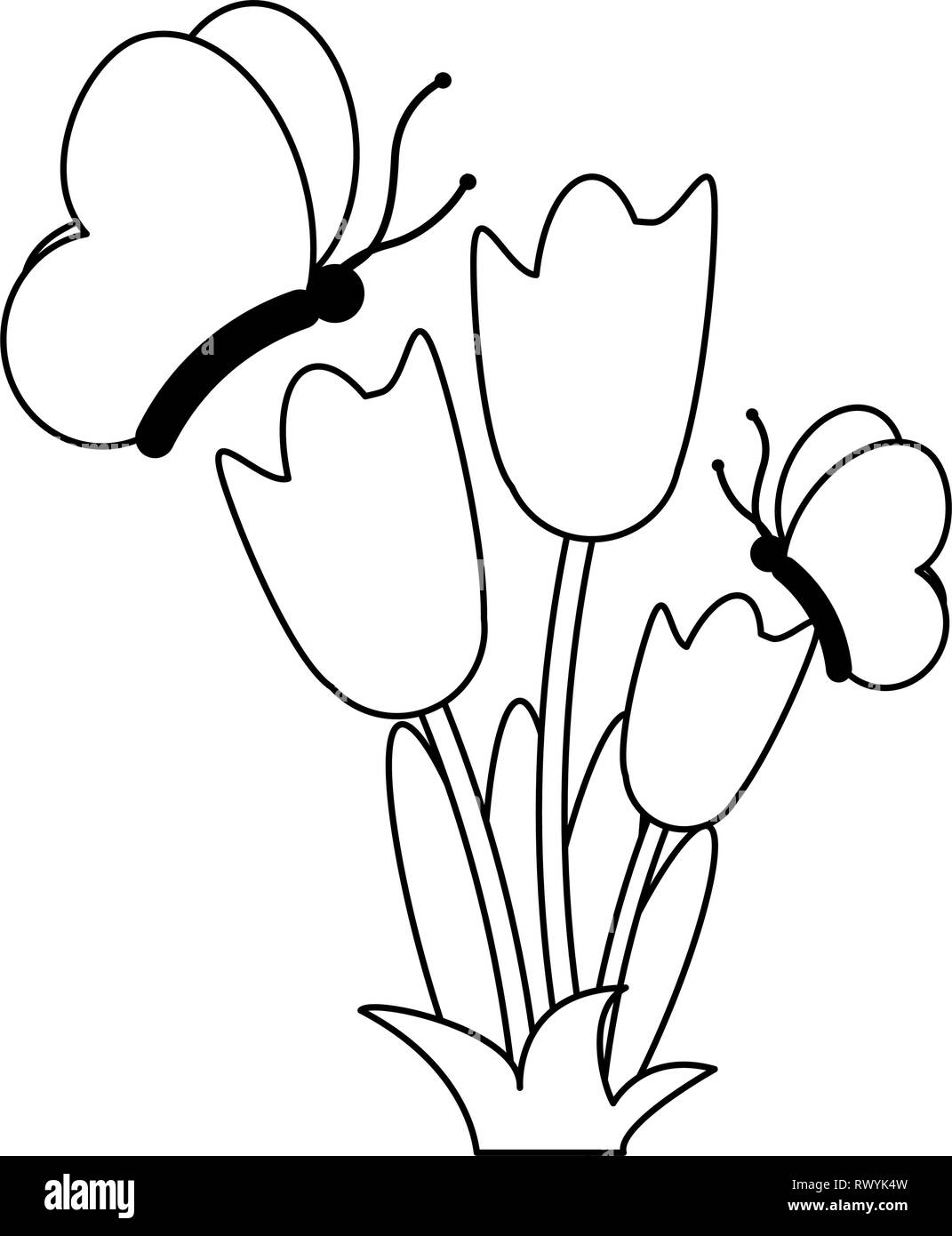 Cartoon Flowers Black And White - Carinewbi