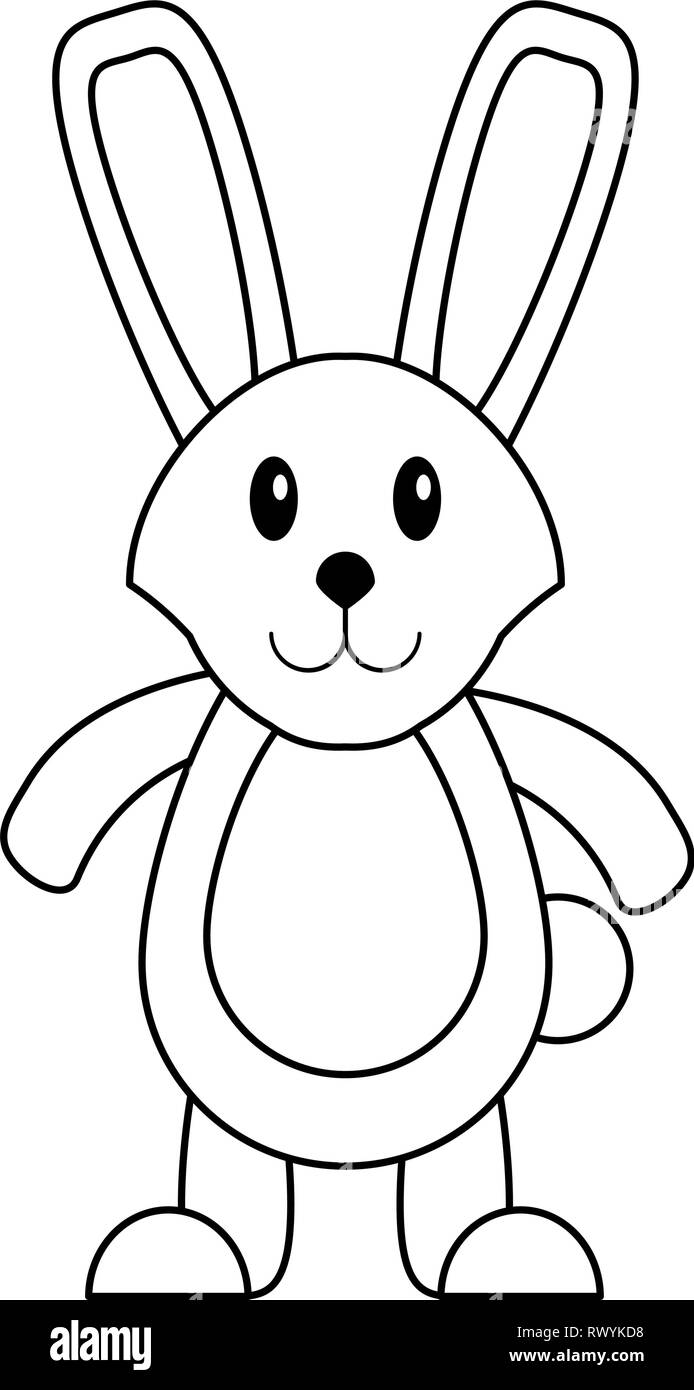 Cute rabbit cartoon in black and white Stock Vector Image & Art - Alamy