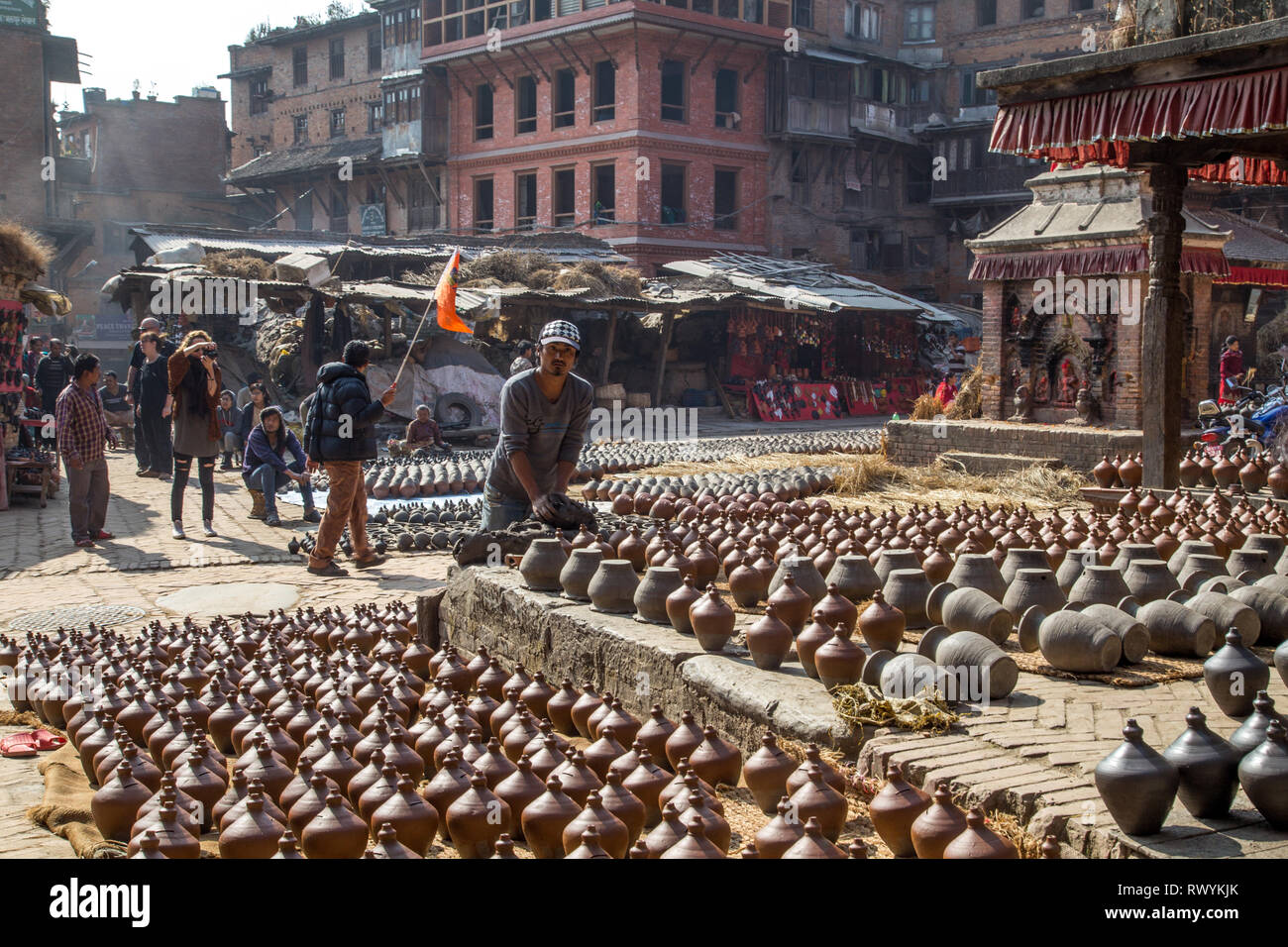 Pottery Square in Bhaktapur, Nepal Stock Photo