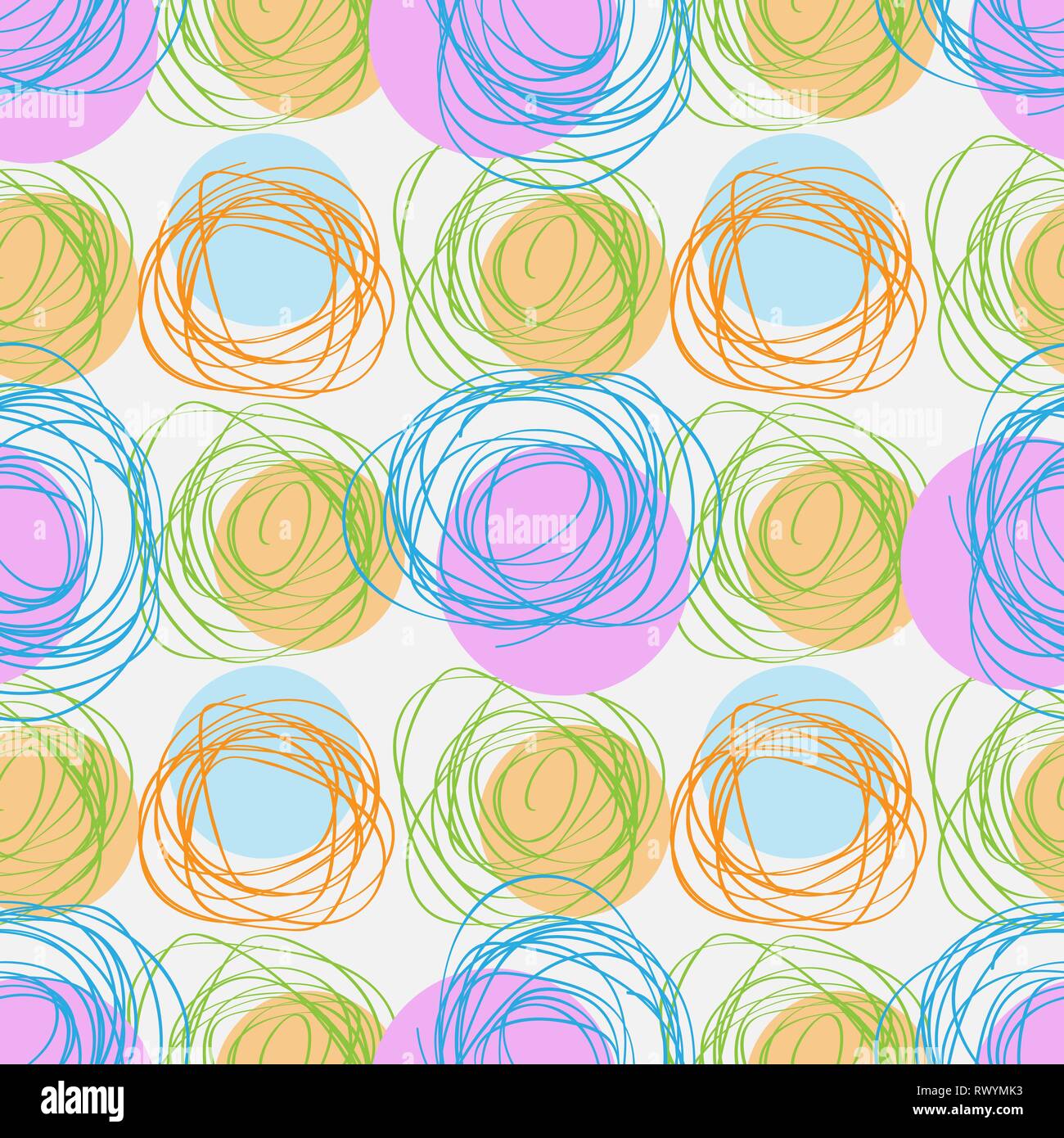 Abstract geometric seamless patternscribble circles texture. Hand drawn vector illustration 10 eps Stock Vector