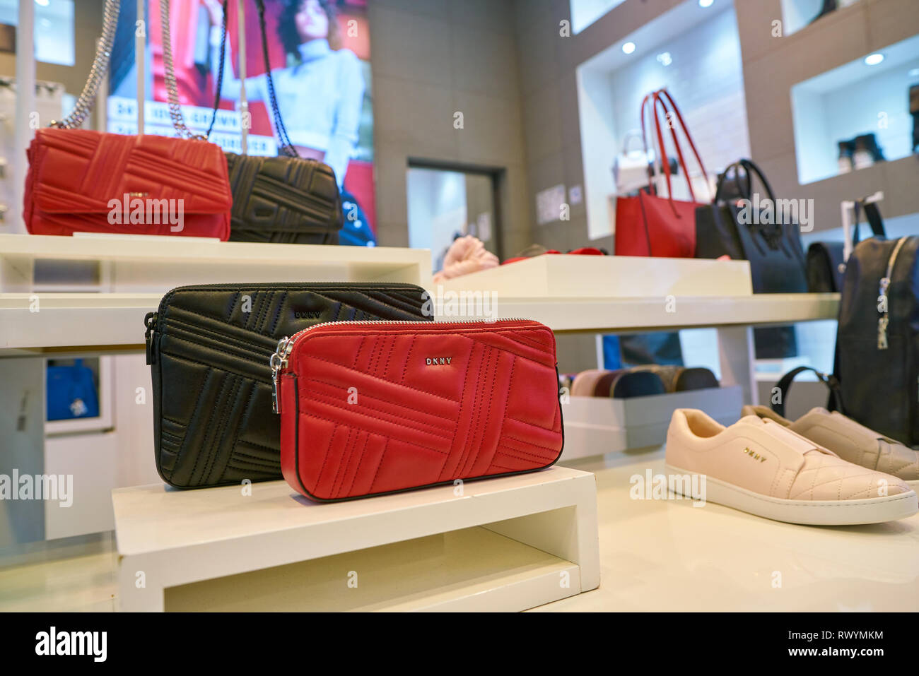 MOSCOW, RUSSIA - CIRCA SEPTEMBER, 2018: bags on display at DKNY shop in  Moscow Stock Photo - Alamy