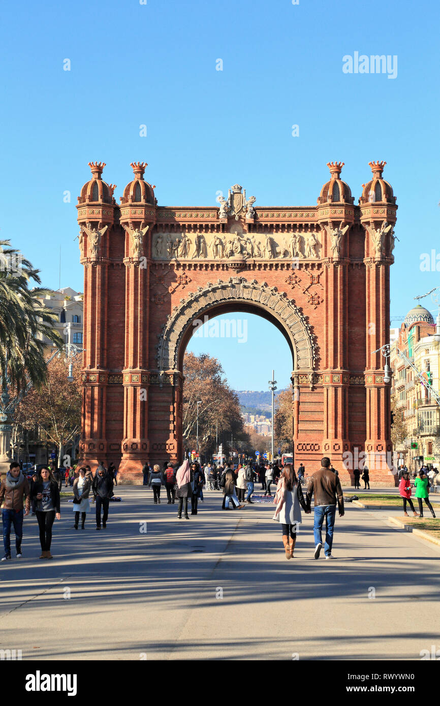 Triumphal arch, Barcelona Stock Photo