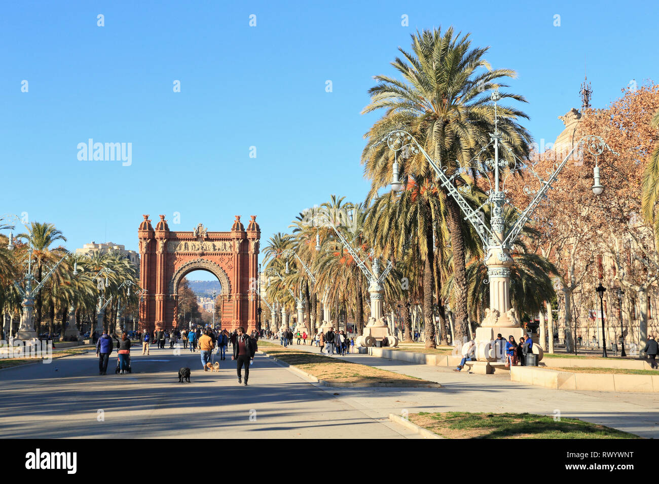 Arc de Triomf, Parc de la Ciutadella, Passeig de Lluís Companys, Barcelona Stock Photo