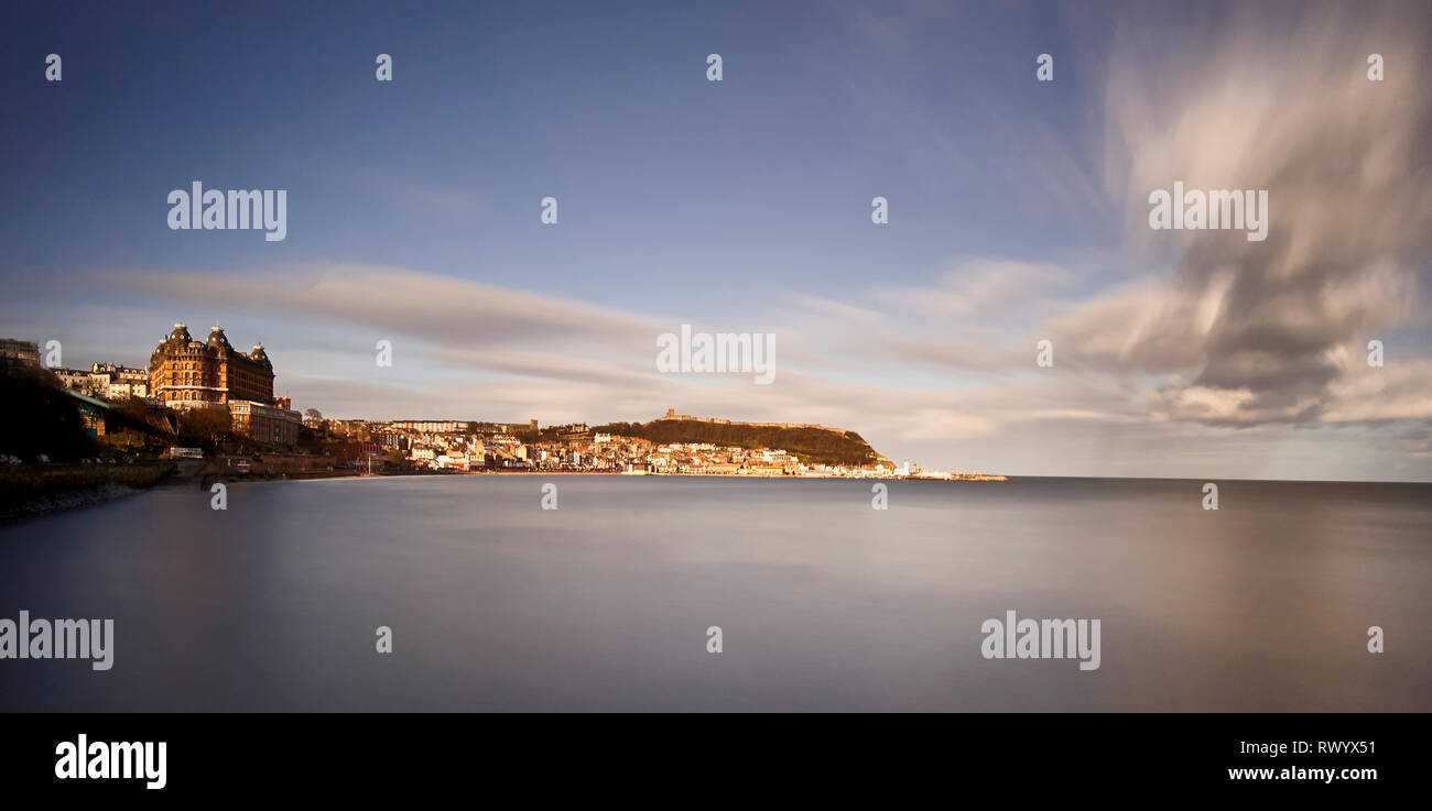 The Grand Hotel, Scarborough, North Yorkshire, Long Exposure Stock Photo