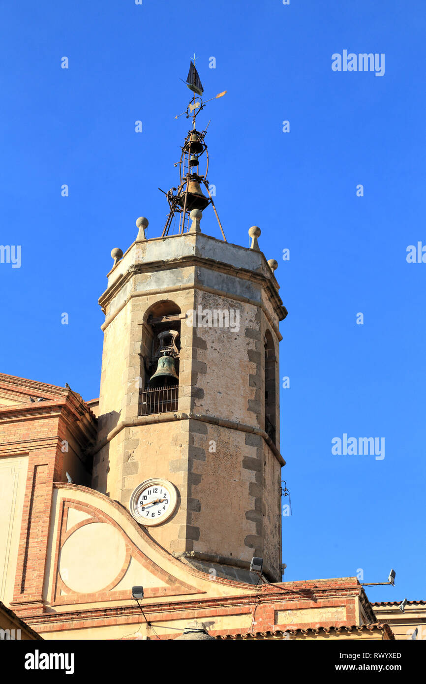 Church bell tower, Església de Sant Joan Stock Photo