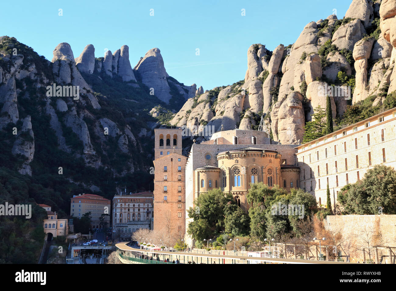 Abbey of Montserrat monastery, Santa Maria de Montserrat, Catalonia, Spain Stock Photo