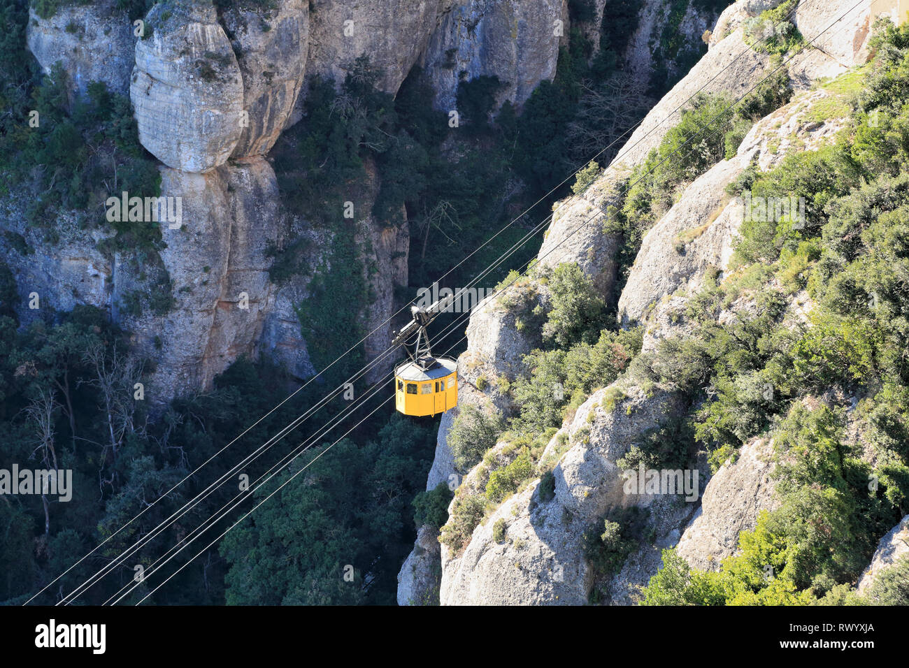 Aeri de Montserrat mountain, aerial cable car, Catalonia, Spain Stock Photo