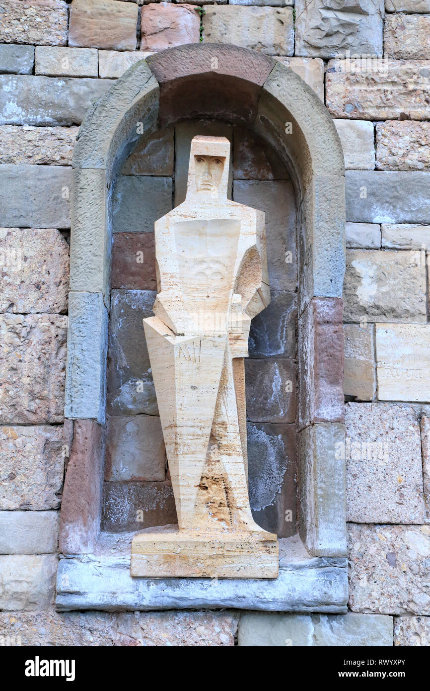 Saint George statue by Josep Maria Subirachs, Montserrat monastery, Catalonia, Spain Stock Photo